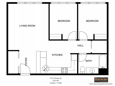 a floor plan of a room with a bathroom and a kitchen
