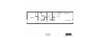 a floor plan of a unit with a bedroom and a living room