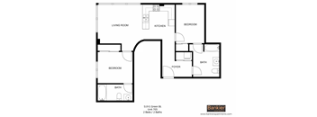 a floor plan of a 1 bedroom floor plan with a bathroom and a kitchen