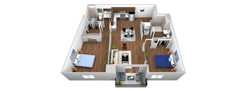2 bed 2 bath floor plan at The Fairfax Flats Apartments, Los Angeles, CA