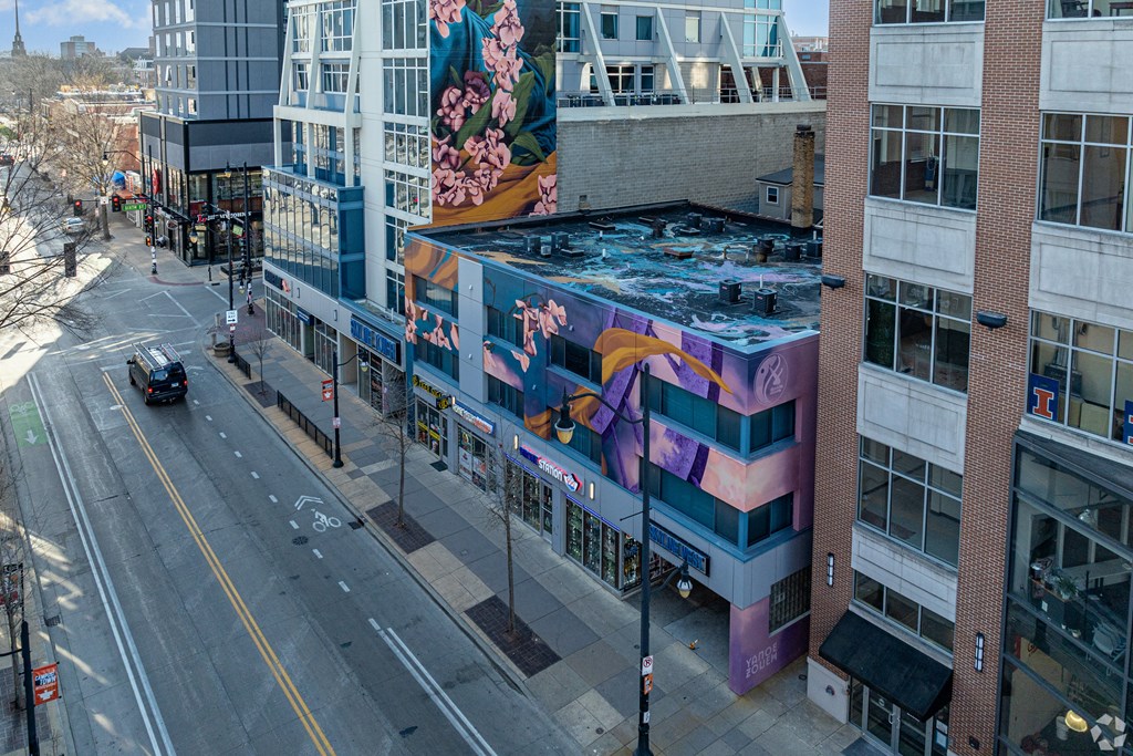 a mural on the side of a building on a city street