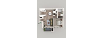 a floor plan of a bedroom with a bathroom and a living room