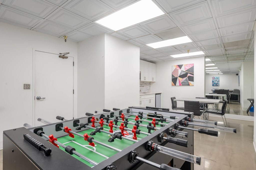 Foosball table at Grand Central Market Apartments, California