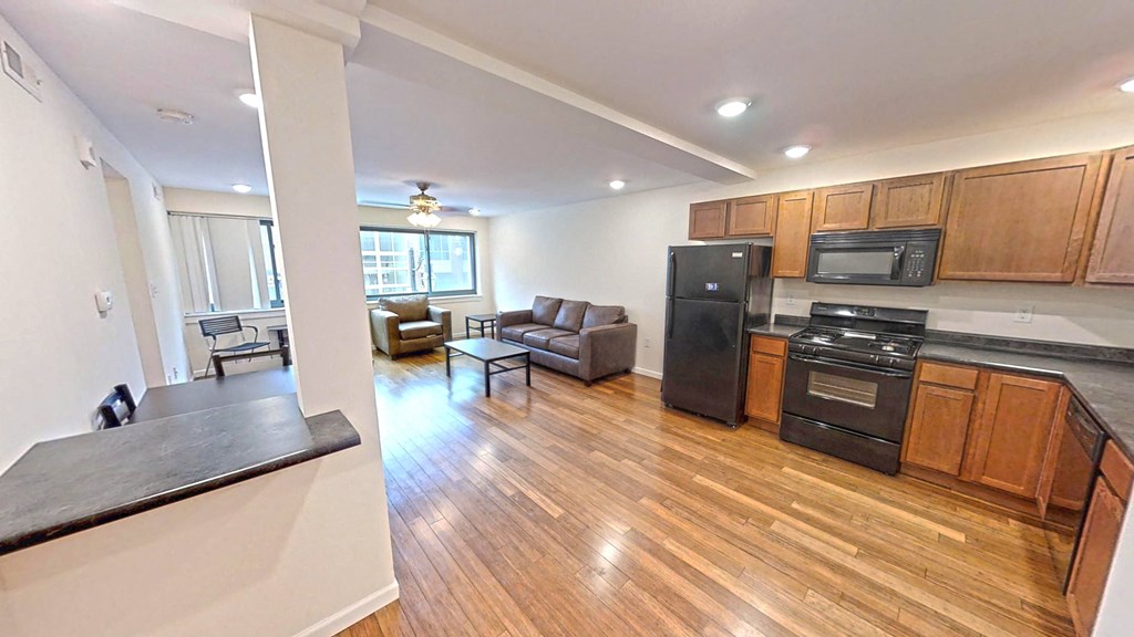 Apt. #201 Living room & kitchen view