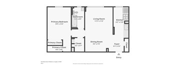 One Bedroom - 808 SF Floor Planat Park Wilshire, California