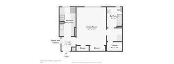 Studio - 525 SF Floor Plan at Park Wilshire, Los Angeles