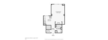 Studio B - 470 SF Floor Plan at Park Wilshire, Los Angeles California