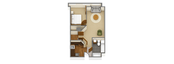 1 Bedroom 1 Bathroom floorplan at Grand Central Market Apartments, Los Angeles, CA