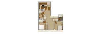2 Bedroom 1 Bathroom floorplan at Grand Central Market Apartments, Los Angeles, 90013