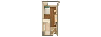 Studio floorplan at Grand Central Market Apartments, Los Angeles, California