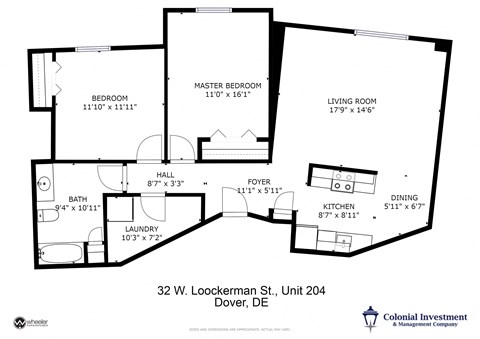 Loockerman Square Apartments - Floor Plan apt 204 - 2 bedroom / 1 bath