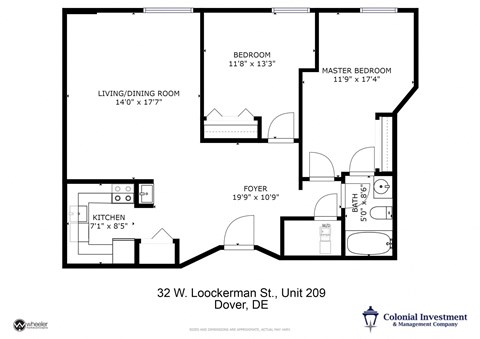 a floor plan of a bedroom floor plan with a bathroom and a living room
