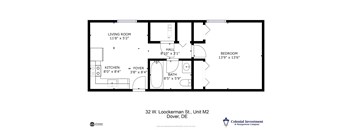 a floor plan of a bedroom apartment with a bathroom and a living room