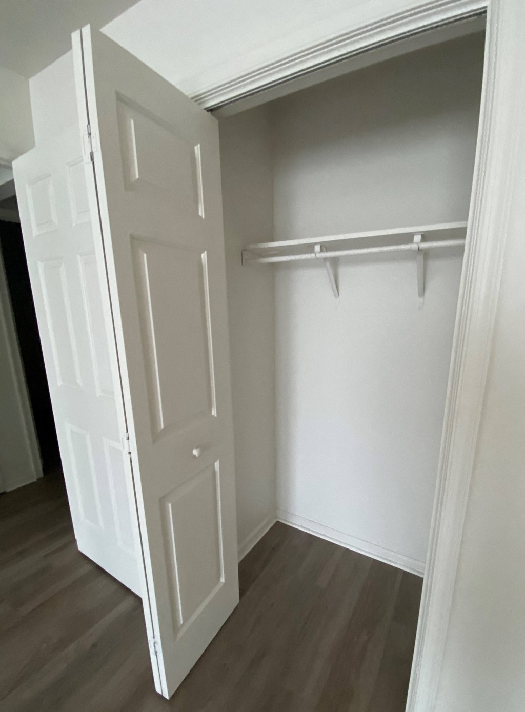 Courtside Apartments - 55+ Community - Closet in Hallway / Wood-grain vinyl plank flooring