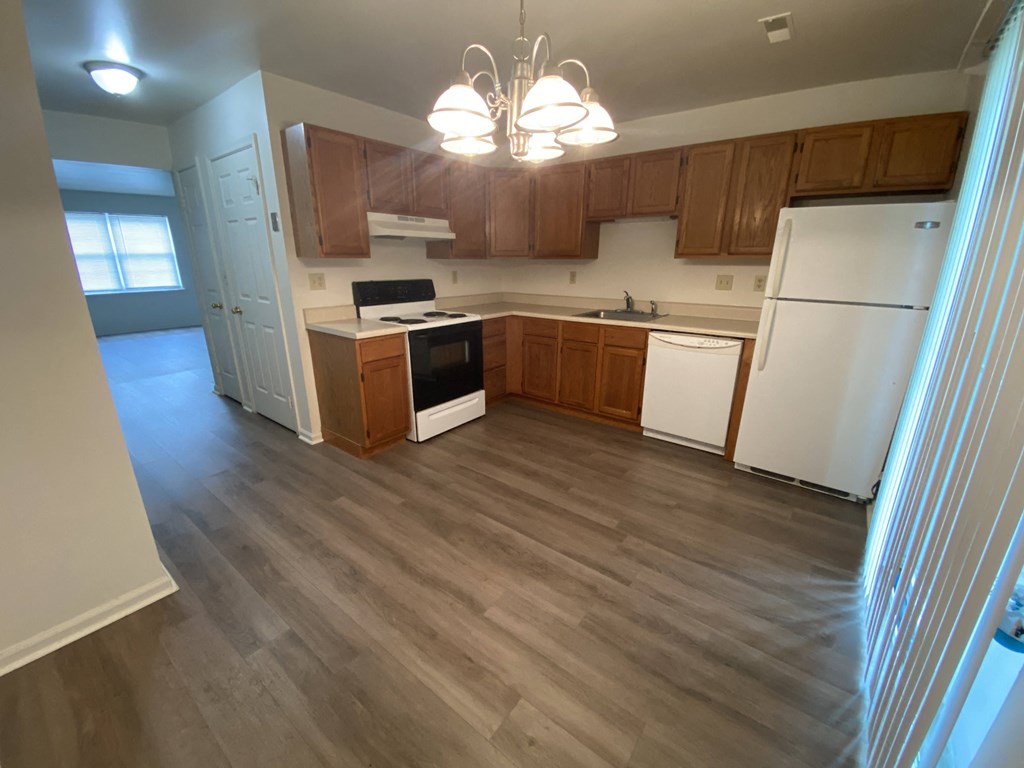 Courtside Apartments - 55+ Community - Eat-in Kitchen / Electric Range / Dishwasher / Refrigerator / Wood-grain vinyl plank flooring