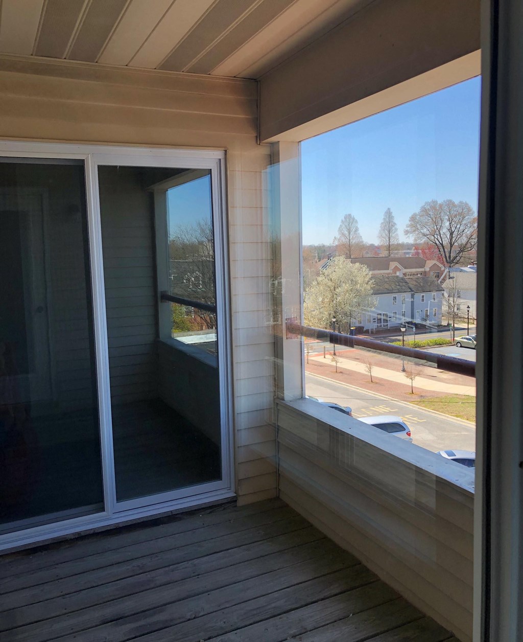 Loockerman Square Apartments - Private balcony with access from sliding glass door in bedroom and door from living room.