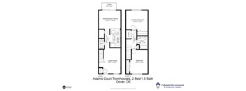Adams Court Townhouses - Floor Plan for 2-level / 2 bedroom / 1-1/2 baths townhouse