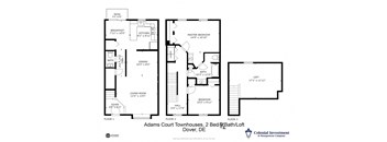 the floor plans for  Townhouse 2 bed - 1-1/2 bath & loft bath