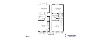 the floor plan of adams court townhomes 2 bed 1 bath