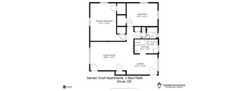 Garden Court Apartments - Floor Plan for 2-Bedroom / 1 full Bath / 2nd-Floor