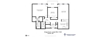 Kings Court Apartments - Floor Plan for 2-Bedrooms / 2 full Baths / Balcony