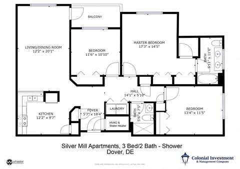a floor plan of a bedroom apartment with a bathroom and a living room