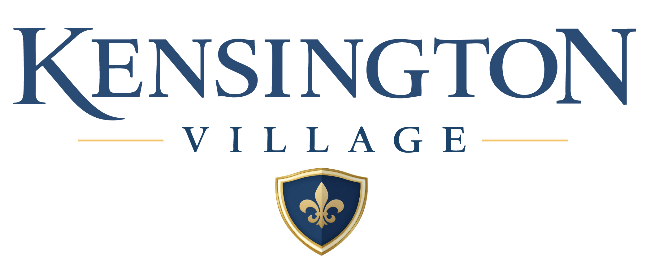 Kensington Village logo with a fleur de lis symbol.