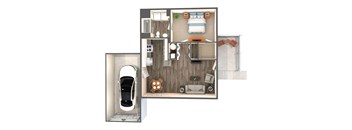 A 3D floor plan for Ashwood II apartment