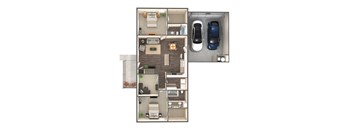 A 3D floor plan for Eastwood II apartment