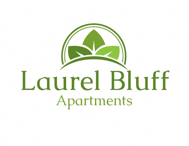 A logo for Laurel Bluff Apartments is displayed.