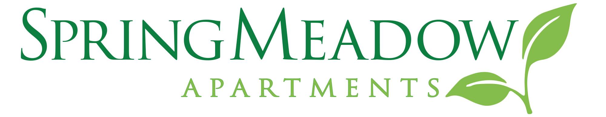 Spring Meadow Apartments logo with green leaf design.