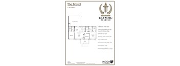 A floor plan for a 1,365 square foot condo at Olympic Reserve.