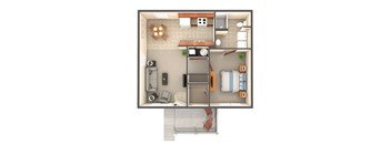 Shawnee Lakes Apartments one bedroom floor plan