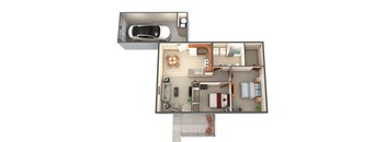 Shawnee Lakes Apartments two bedroom floor plan