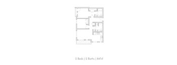 the floor plan of 2 beds 1 2 baths