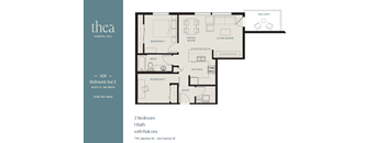 a floor plan of a 1 bedroom unit with a bathroom and a balcony