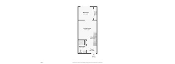 A floor plan of a one bedroom apartment.