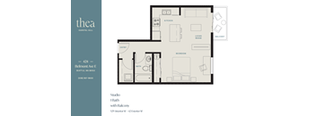 a floor plan of a 1 bedroom apartment
