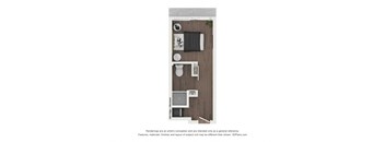 a stylized rendering of a 1 bedroom floor plan