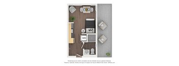 an overhead view of a 1 bedroom floor plan