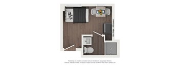 a 1120 sq ft floor plan with a bedroom and a living room