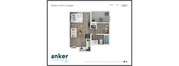 a floor plan of a studio apartment at the enclave at woodbridge apartments in sugar land