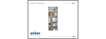 a floor plan of a studio with a bedroom and a living room