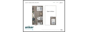 a floor plan of a studio with loft