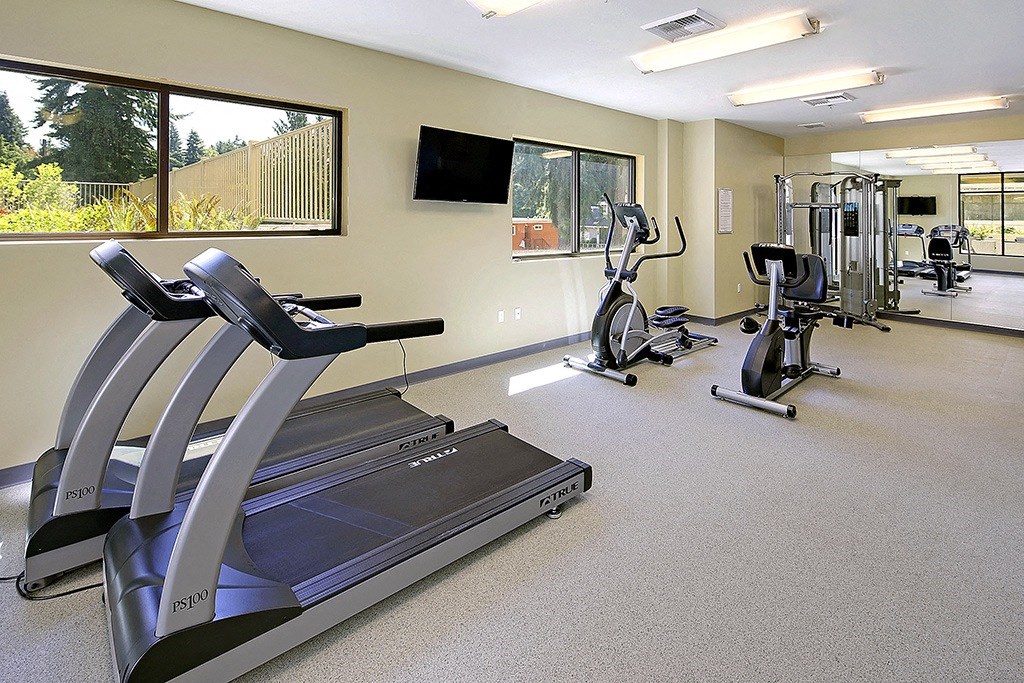 the gym has plenty of cardio equipment at our apartments