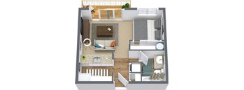 a floor plan of a one bedroom apartment