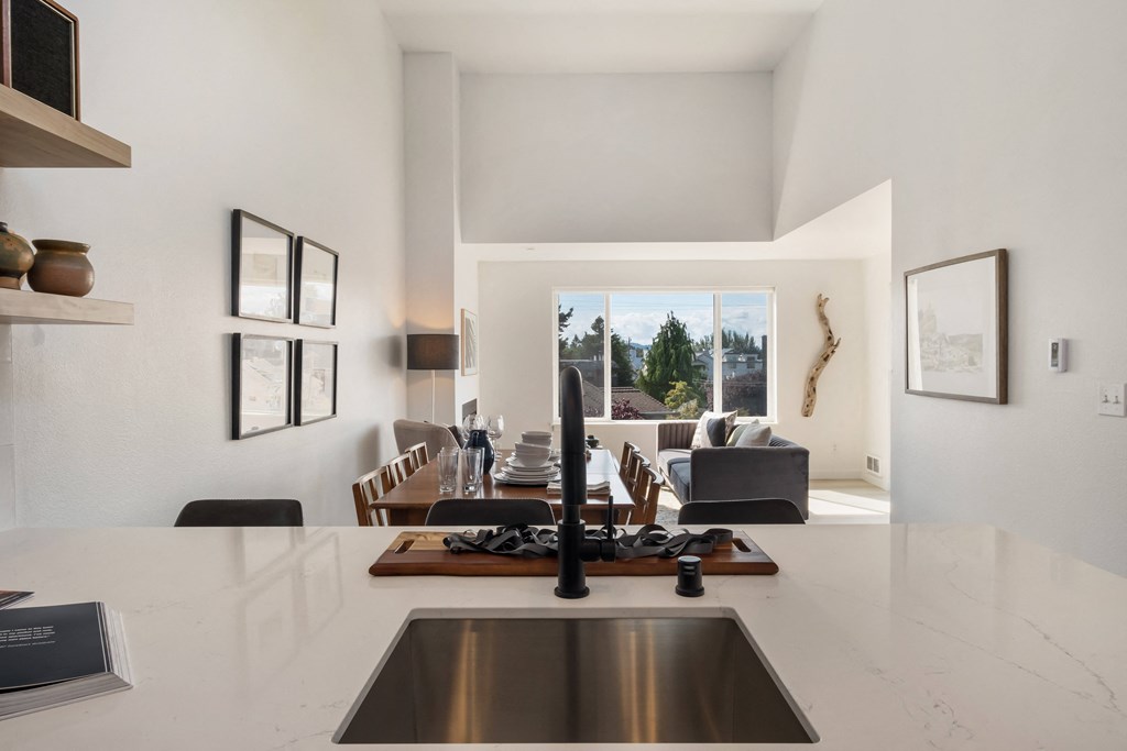 a view of the living room from the kitchen