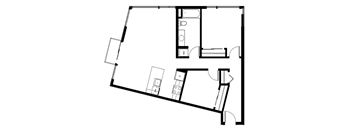 A black and white image of a floor plan of a house.