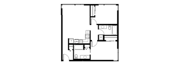 A black and white image of a floor plan of a house.