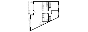 A black and white image of a floor plan of a house.